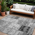10' X 14' Gray Patchwork Washable Non Skid Indoor Outdoor Area Rug