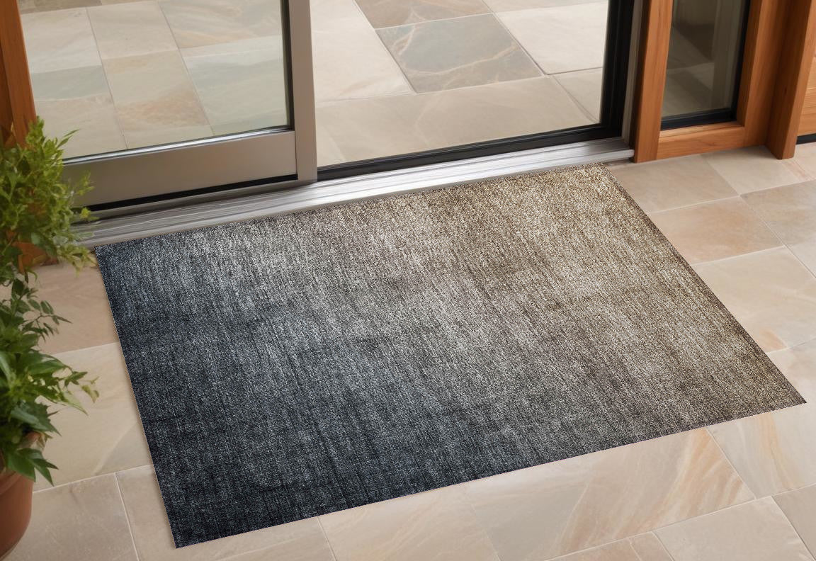 2' X 3' Taupe And Gray Ombre Washable Non Skid Indoor Outdoor Area Rug