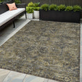 5' X 8' Dark Moss Green And Gray Oriental Washable Non Skid Indoor Outdoor Area Rug