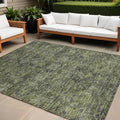 10' X 14' Moss Green And Gray Oriental Washable Non Skid Indoor Outdoor Area Rug