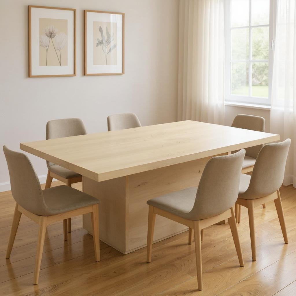 84 Natural Solid Wood Pedestal Base Dining Table