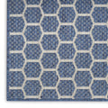 10 Blue And Ivory Geometric Indoor Outdoor Runner Rug