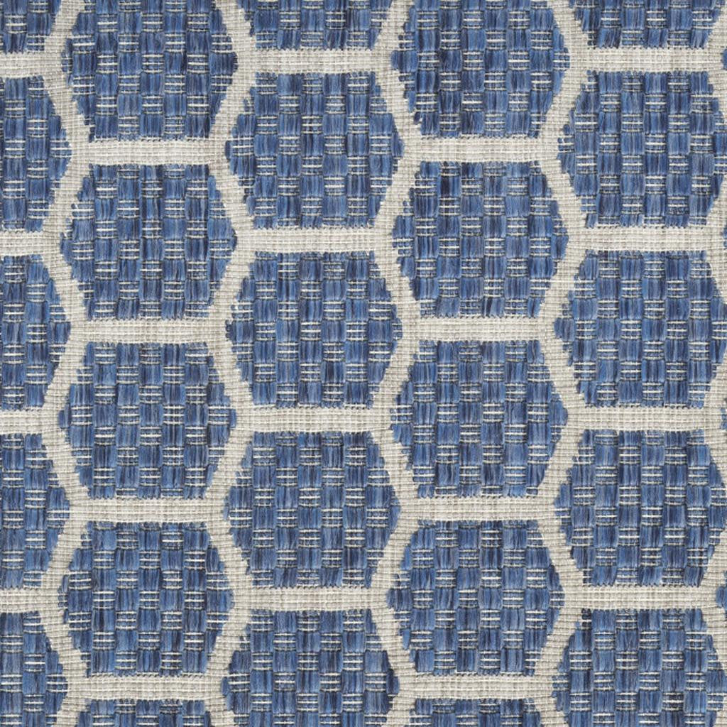 12 Blue And Ivory Geometric Indoor Outdoor Runner Rug