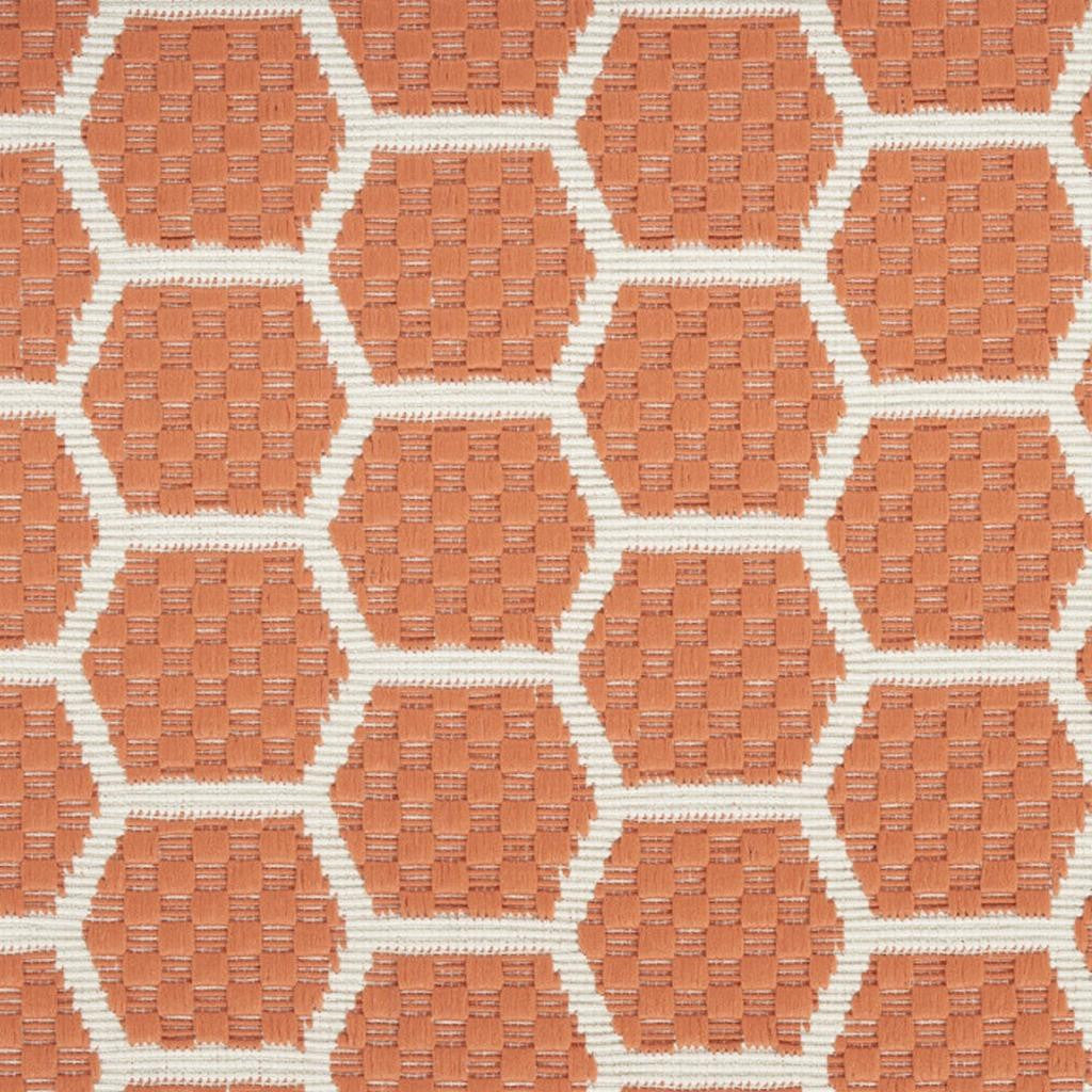 12 Coral And Ivory Geometric Indoor Outdoor Runner Rug