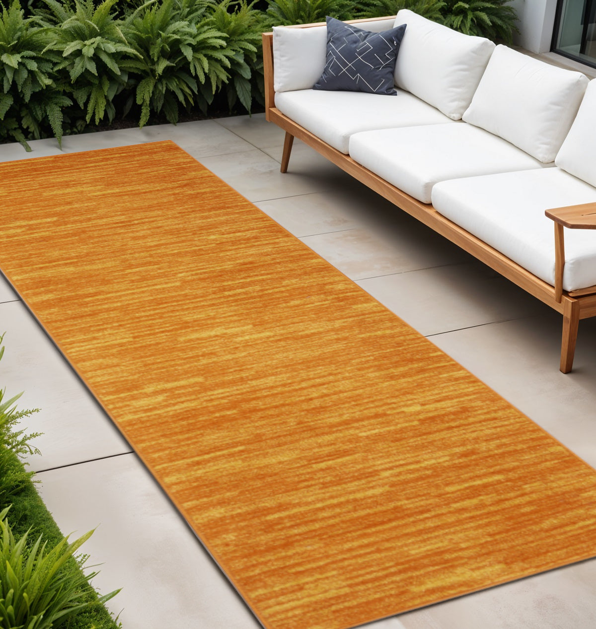 18 Orange And Yellow Indoor Outdoor Runner Rug