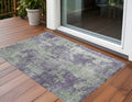 2' X 3' Purple And Green Abstract Washable Non Skid Indoor Outdoor Area Rug