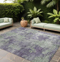 10' X 14' Purple And Green Abstract Washable Non Skid Indoor Outdoor Area Rug