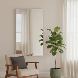 51 Inch Silver Metal Leaning Framed Full Length Mirror
