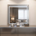 42 White Wood Square Lighted Dresser Mount Framed Mirror