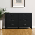 58 Black Wood Six Drawer Double Dresser