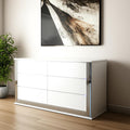61 White Wood Lighted Six Drawer Double Dresser