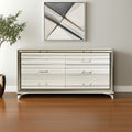 64 White And Silver Wood Six Drawer Double Dresser