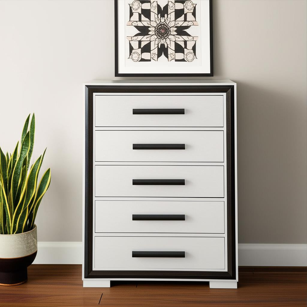 48 Gray And Black Wood Five Drawer Dresser