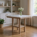 42 White and Natural Faux Marble and Wood Square Bar Table