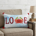 14 X 22 Blue White And Red Crab Love Throw Pillow with Embroidery