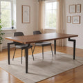 71 Brown and Black Wood and Steel Dining Table