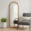66 Natural Solid Wood Arch Framed Full Length Mirror