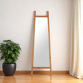 70 Natural Solid Wood Leaning Geometric Framed Standing Mirror