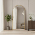 71 Gold Metal Arch Leaning Framed Full Length Mirror