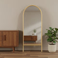 71 Natural Solid Wood Arch Freestanding Framed Full Length Mirror