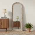 71 White Solid Wood Arch Freestanding Framed Full Length Mirror