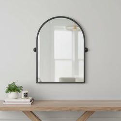 36 Black Metal Arch Tilting Framed Accent Mirror