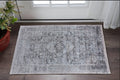 2' X 3' Gray and Silver Oriental Power Loom Worn Faded Area Rug