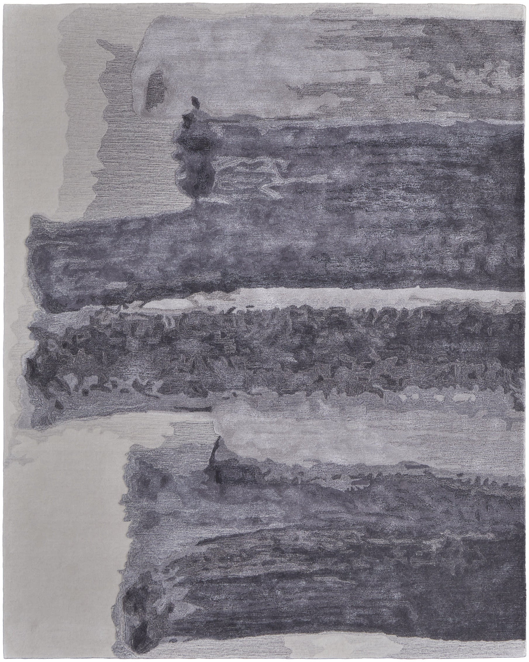 10' X 14' Dark Gray and Ivory Abstract Hand Tufted Area Rug