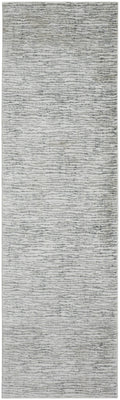 8' Ivory Gray and Green Abstract Power Loom Worn Faded Runner Rug