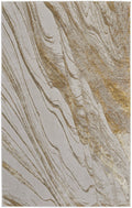 4' X 6' Ivory Brown and Gold Abstract Power Loom Area Rug