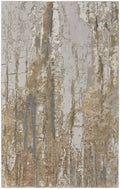 12' X 15' Ivory Gray and Brown Abstract Power Loom Area Rug