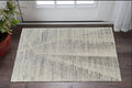 2' X 3' Ivory and Gray Abstract Hand Knotted Worn Faded Area Rug