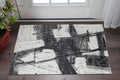 2' X 3' Black and Gray Abstract Hand Woven Area Rug