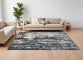 8' X 10' Black and Gray Abstract Hand Woven Area Rug