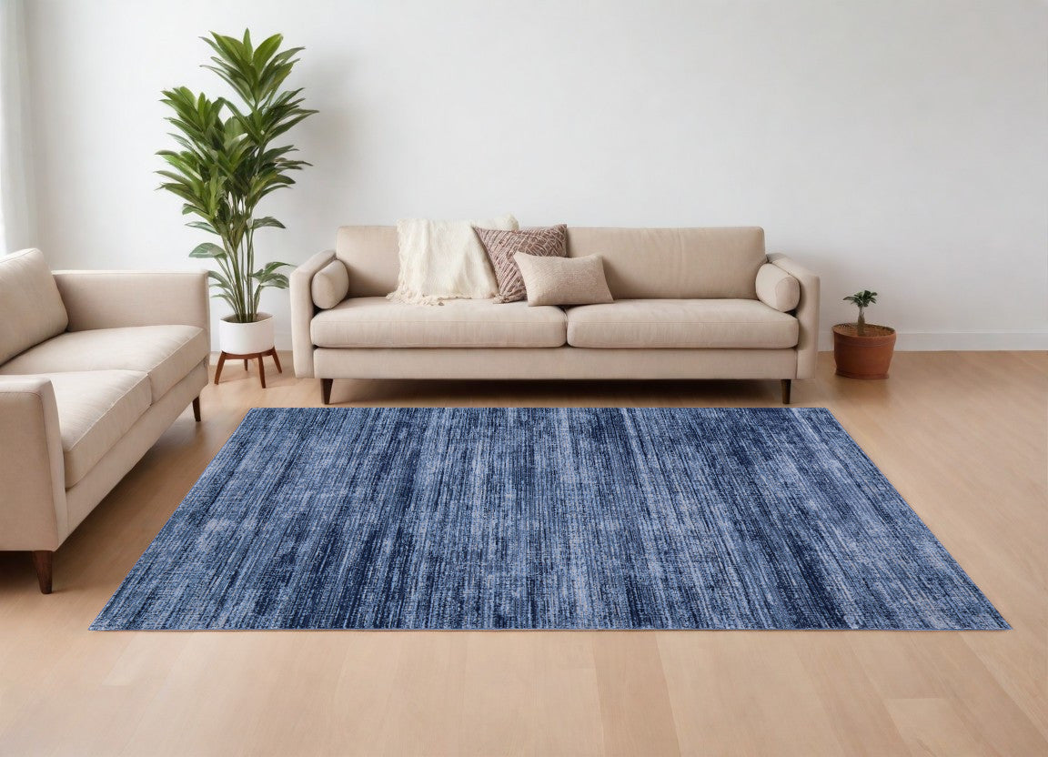 8' X 10' Blue and Gray Power Loom Area Rug