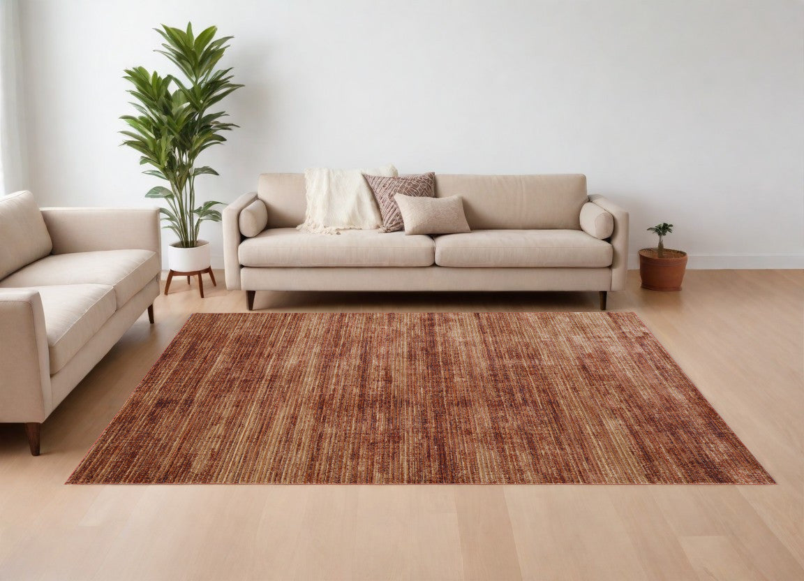 8' X 10' Tan and Brown Power Loom Area Rug