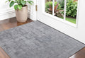 2' X 3' Light Blue and Silver Abstract Hand Woven Worn Faded Area Rug