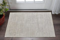 2' X 3' Ivory and Gray Abstract Hand Woven Worn Faded Area Rug