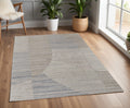 4' X 6' Tan and Blue Abstract Hand Woven Worn Faded Area Rug