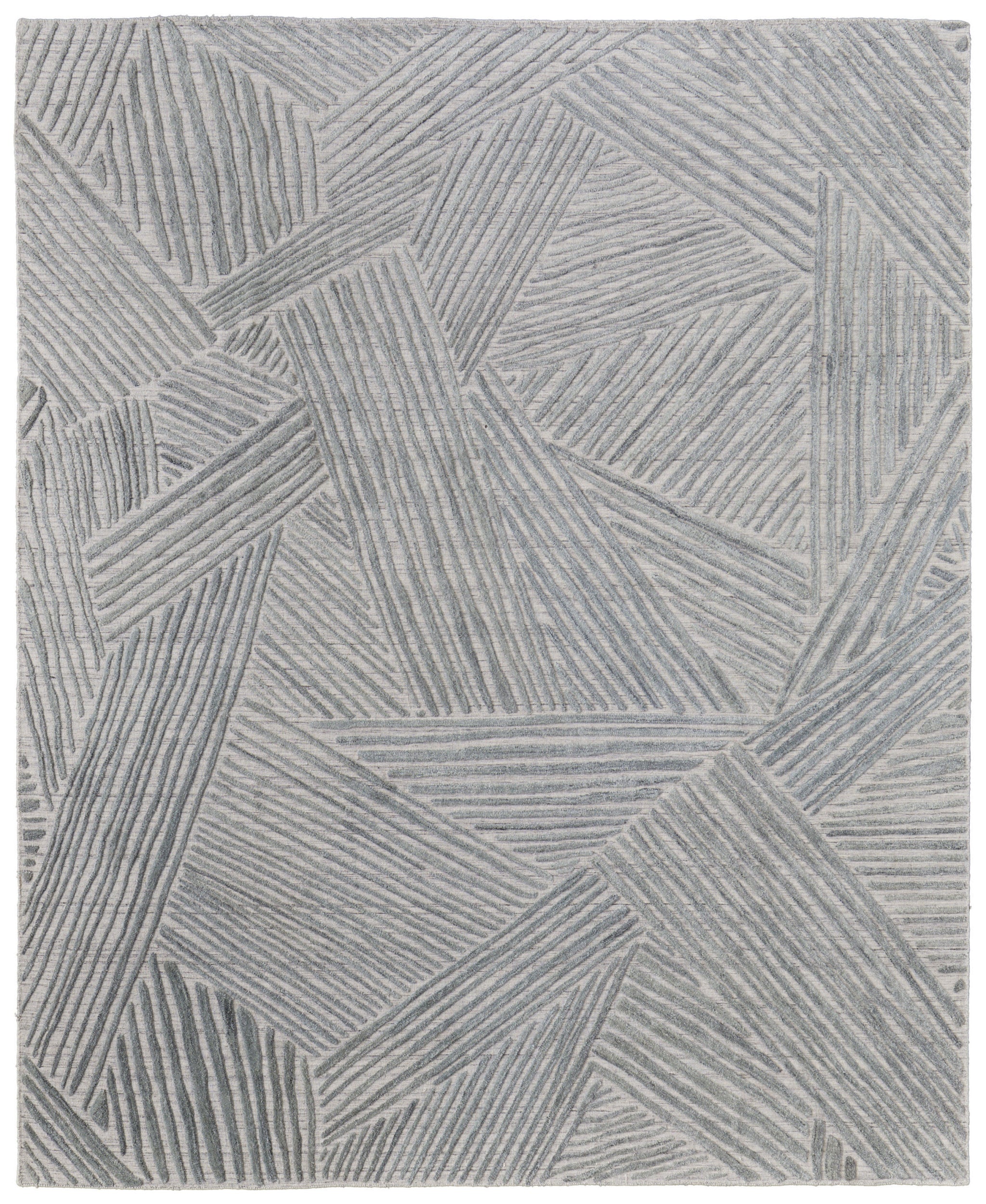 8' X 10' Green and Ivory Abstract Hand Woven Area Rug