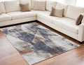 5' X 8' Gray Blue and Ivory Checkered Power Loom Area Rug