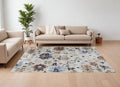 9' X 13' Ivory Red and Blue Floral Power Loom Area Rug