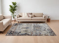 8' X 10' Gray Black and Red Ikat Power Loom Area Rug
