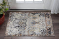 2' X 3' Gray Black and Red Ikat Power Loom Area Rug