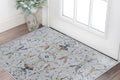 2' X 3' Gray Blue and Green Floral Power Loom Area Rug