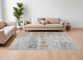 8' X 10' Ivory Red and Blue Floral Power Loom Area Rug