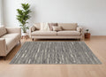 8' X 12' Gray Ivory and Taupe Abstract Hand Woven Area Rug