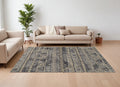 8' X 10' Taupe Gray and Tan Wool Geometric Hand Knotted Area Rug