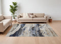 8' X 10' Blue Gray and Tan Abstract Power Loom Area Rug
