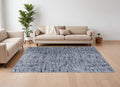 8' X 10' Blue Ivory and Tan Abstract Power Loom Area Rug
